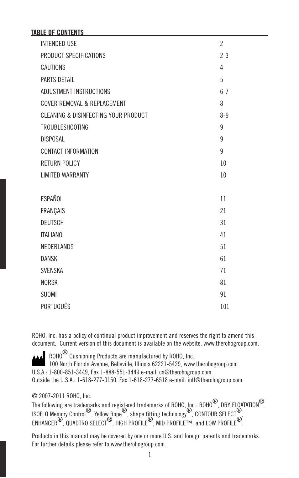 ROHO DRY FLOATATIO cushion User Manual | Page 2 / 12