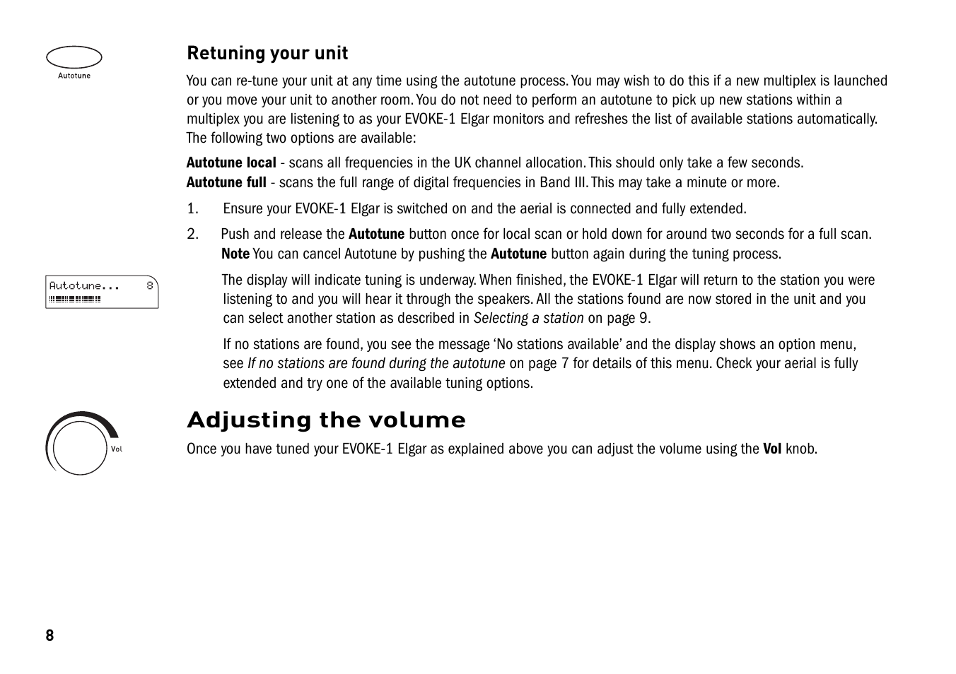 Adjusting the volume | Pure Elgar EVOKE-1 User Manual | Page 12 / 24