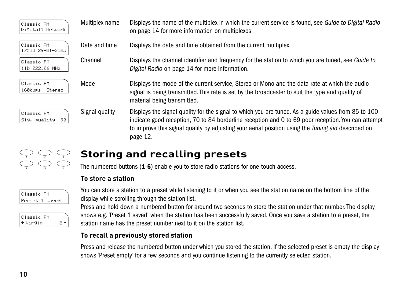 Storing and recalling presets | Pure Elgar EVOKE-1 User Manual | Page 14 / 24