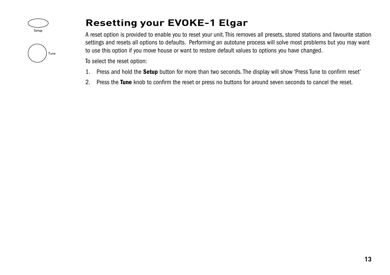 Resetting your evoke-1 elgar | Pure Elgar EVOKE-1 User Manual | Page 17 / 24