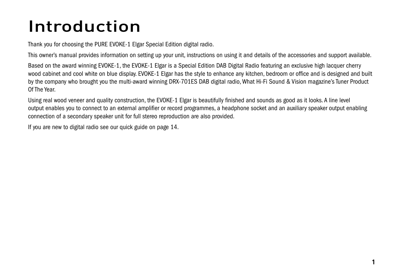 Introduction | Pure Elgar EVOKE-1 User Manual | Page 5 / 24