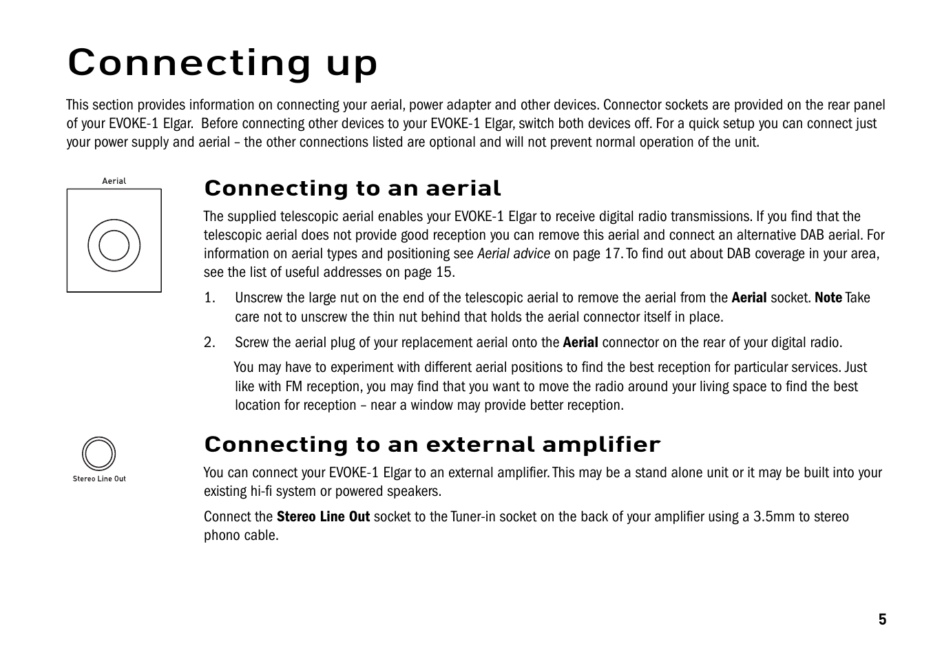 Connecting up | Pure Elgar EVOKE-1 User Manual | Page 9 / 24