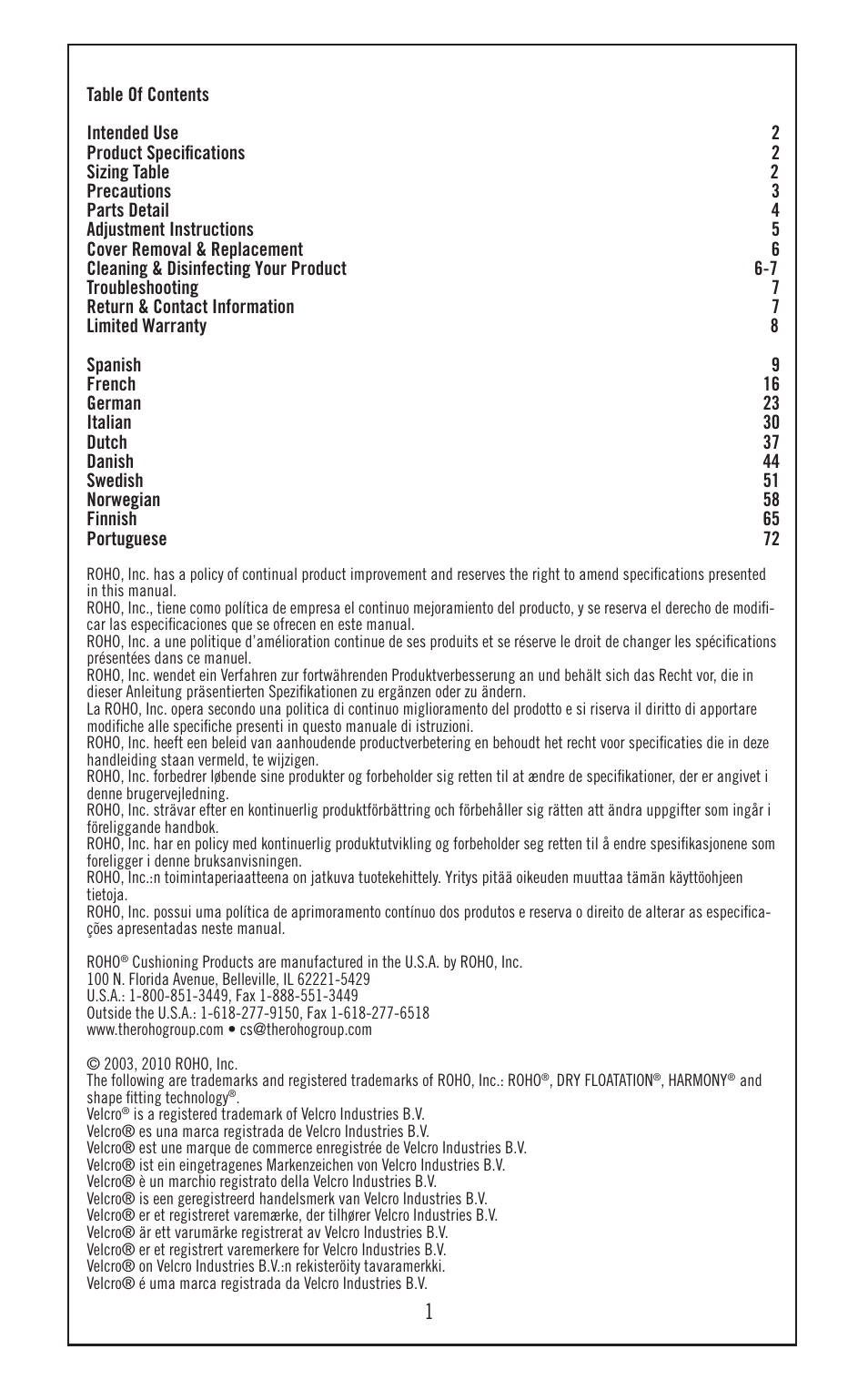 ROHO HARMON cushion User Manual | Page 2 / 10