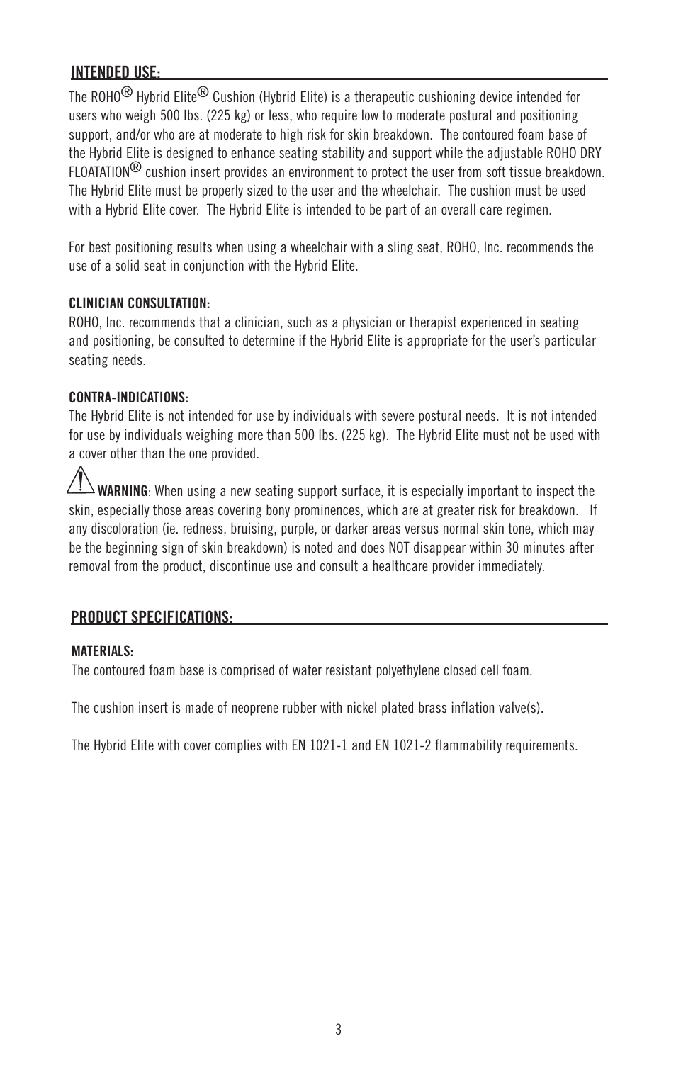 ROHO Hybrid Elit cushion User Manual | Page 3 / 11