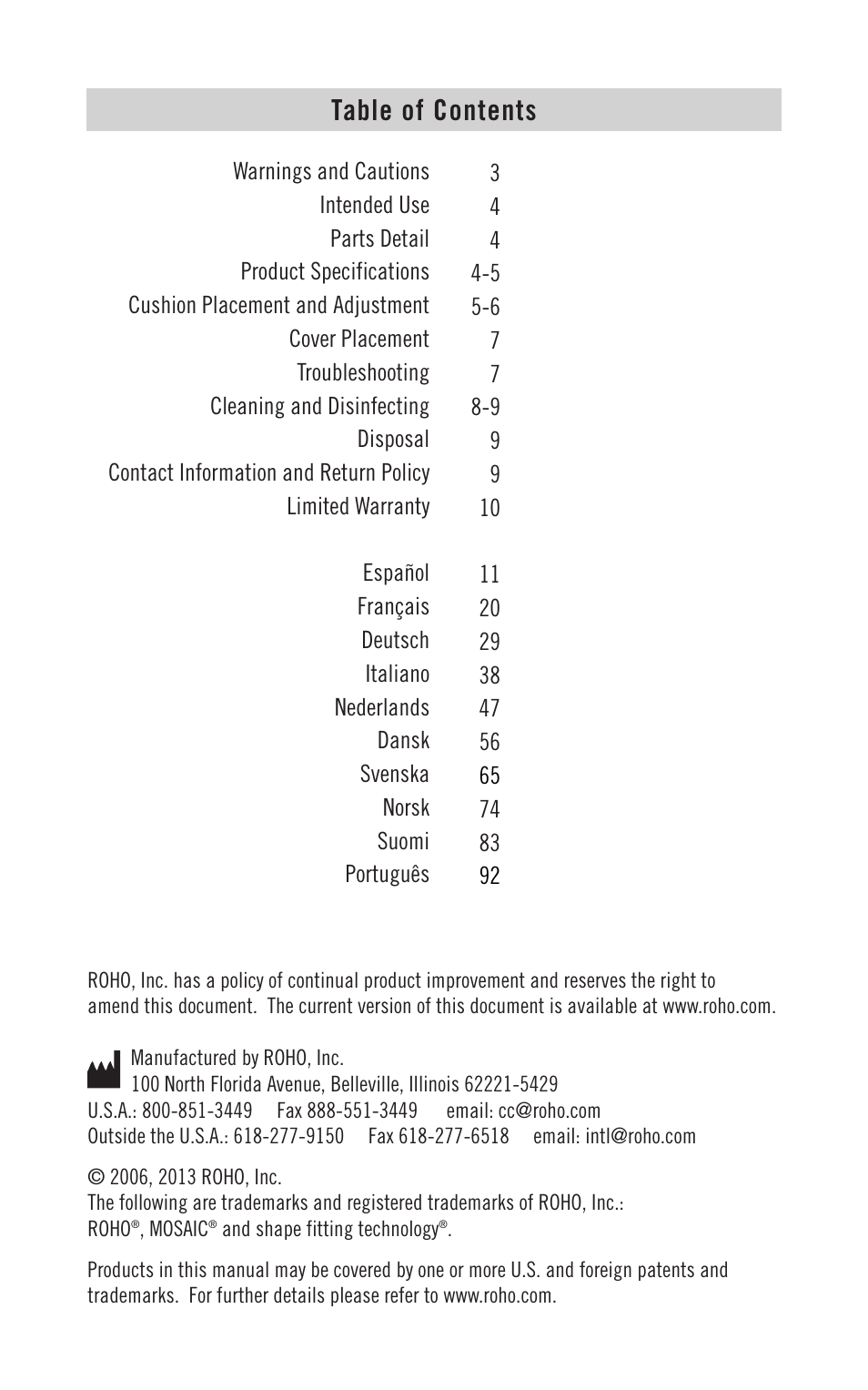 ROHO MOSAI Cushion User Manual | Page 3 / 14