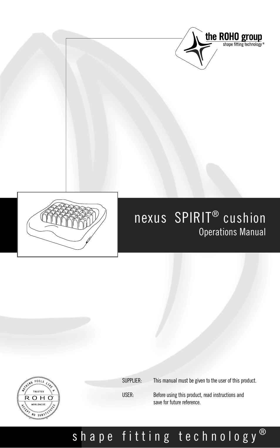 ROHO nexus SPIRI cushion User Manual | 92 pages