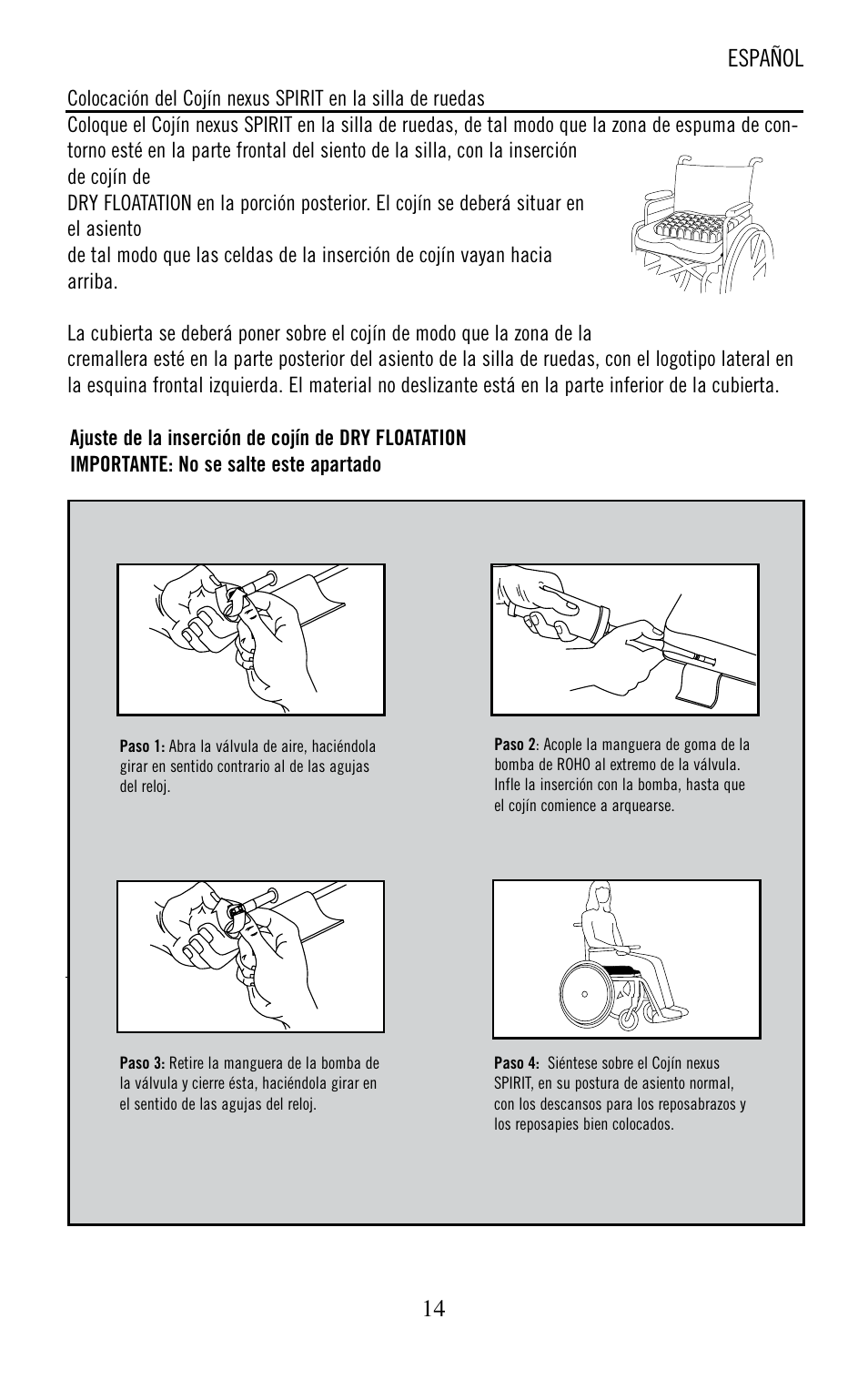 Español | ROHO nexus SPIRI cushion User Manual | Page 15 / 92