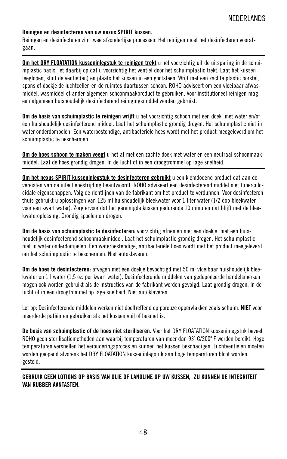 Nederlands | ROHO nexus SPIRI cushion User Manual | Page 49 / 92