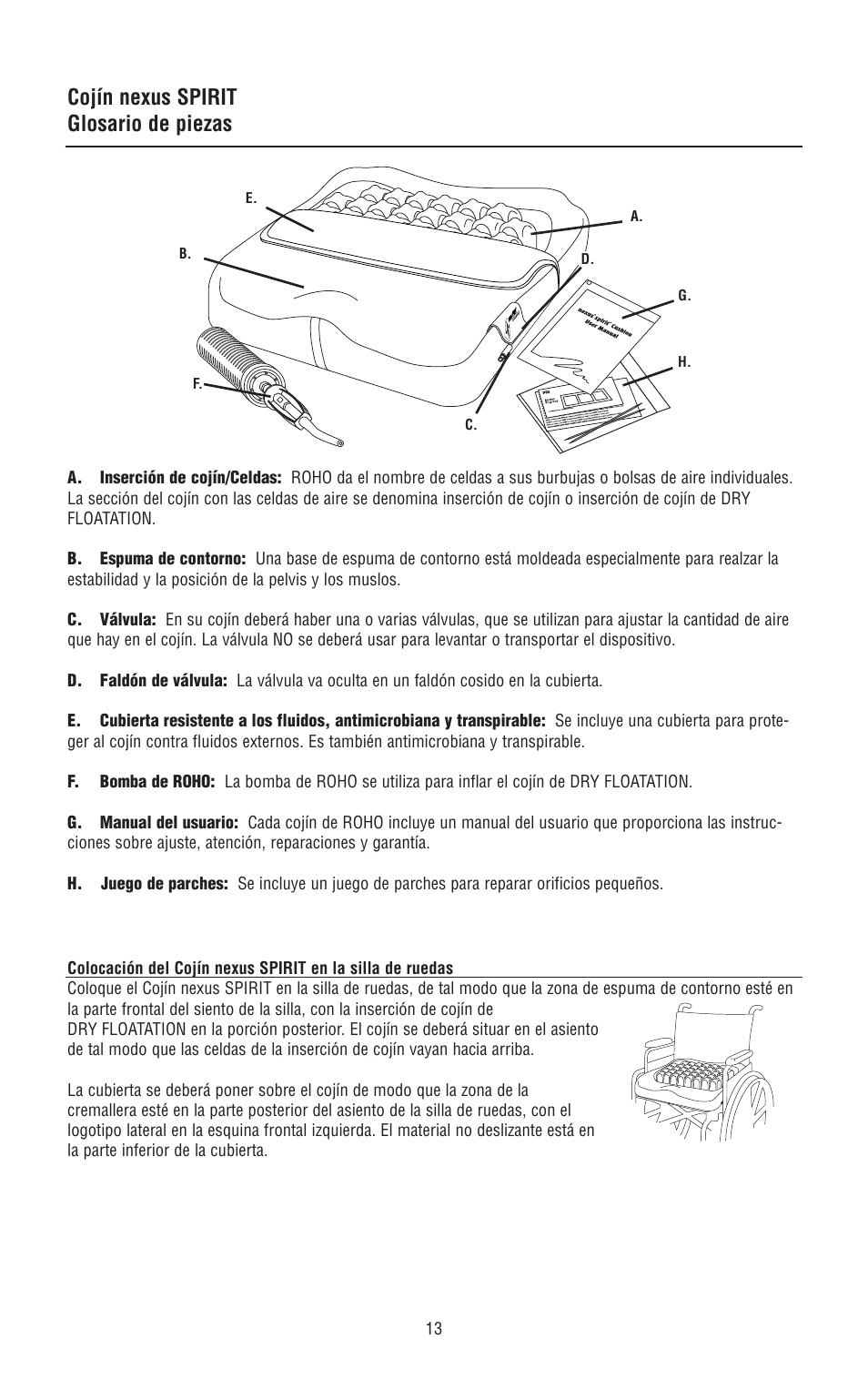Cojín nexus spirit glosario de piezas | ROHO nexus SPIRI cushion User Manual | Page 6 / 9