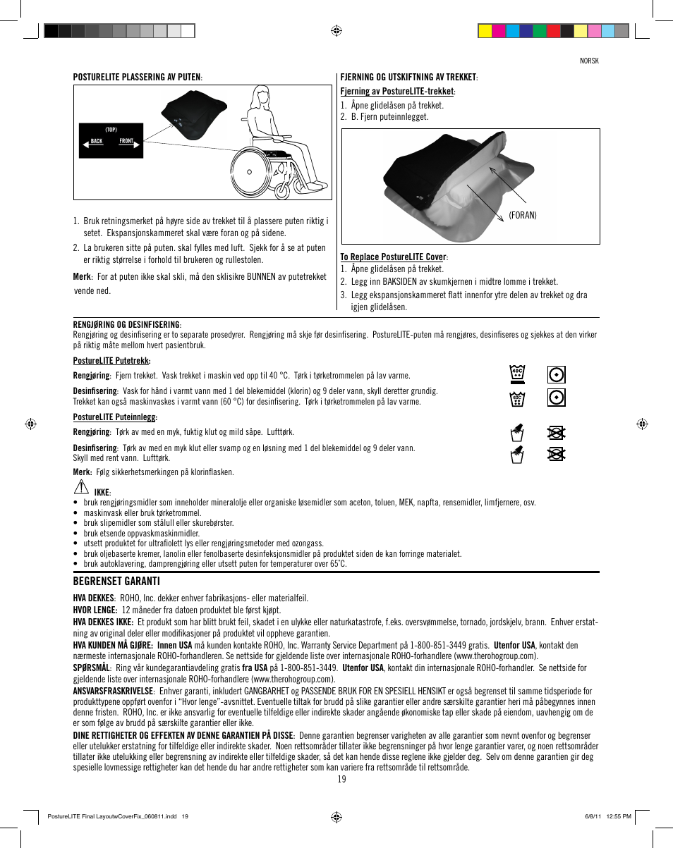 ROHO PostureLit cushion User Manual | Page 21 / 28