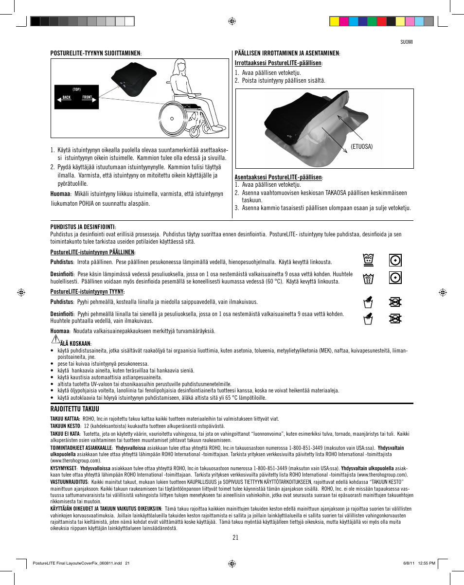 ROHO PostureLit cushion User Manual | Page 23 / 28