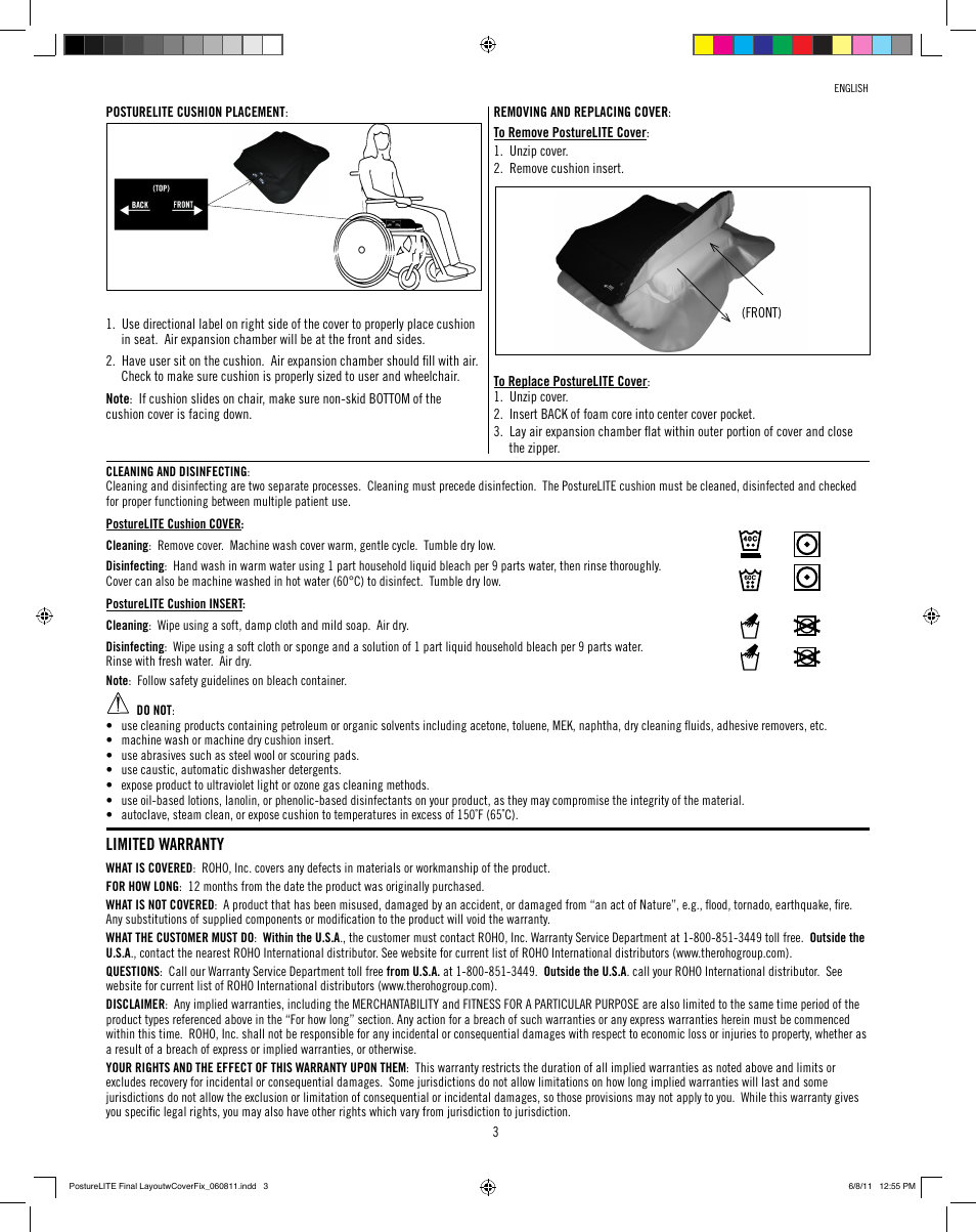 ROHO PostureLit cushion User Manual | Page 5 / 28