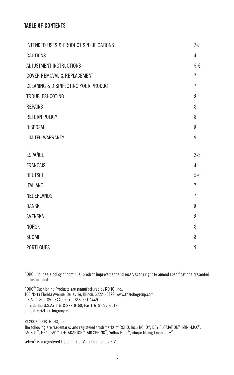 ROHO Specialty application cushions User Manual | Page 2 / 10