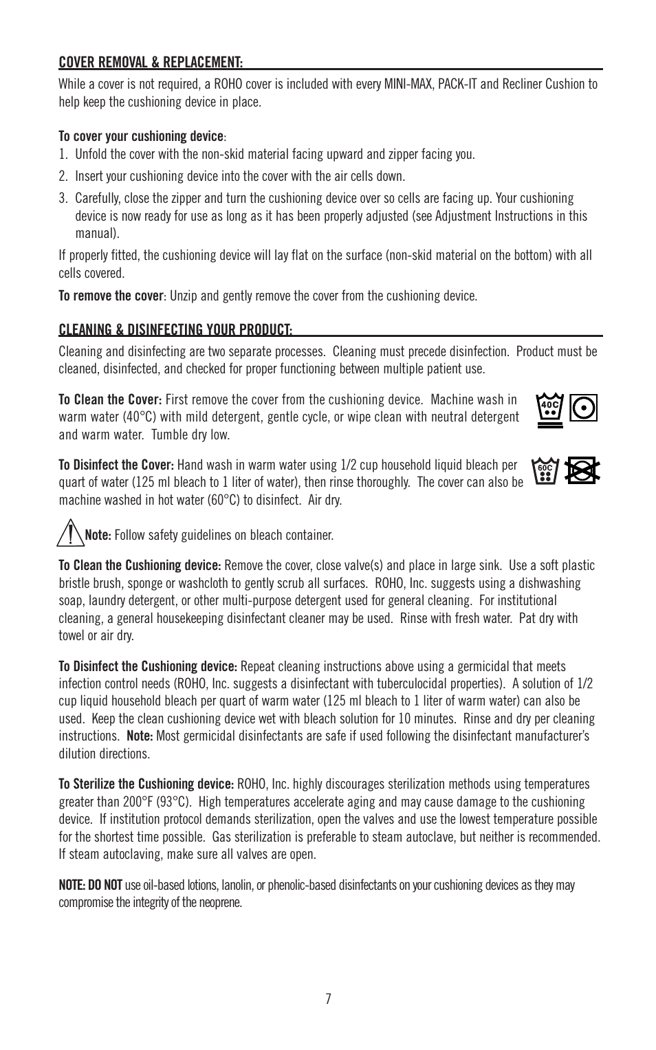 ROHO Specialty application cushions User Manual | Page 8 / 10