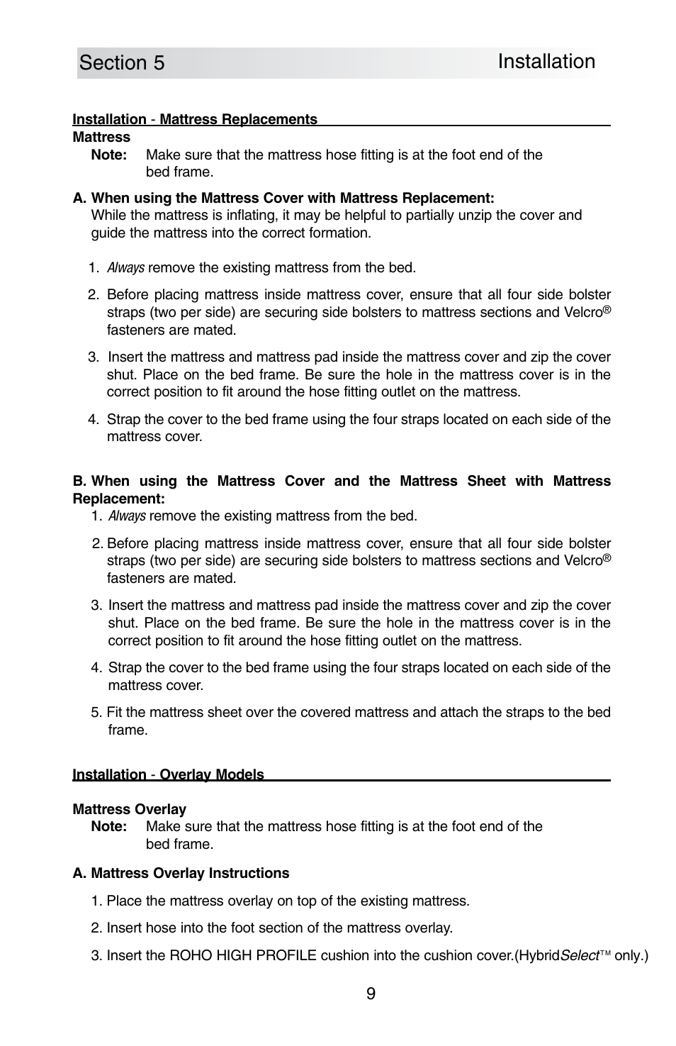 ROHO SelectAir MA mattress User Manual | Page 11 / 40