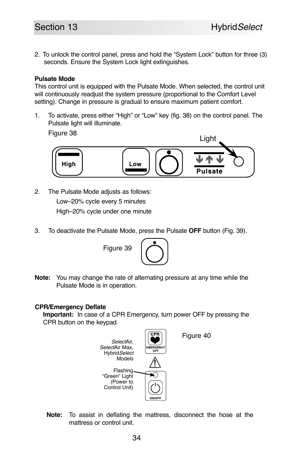 34 light | ROHO SelectAir MA mattress User Manual | Page 36 / 40