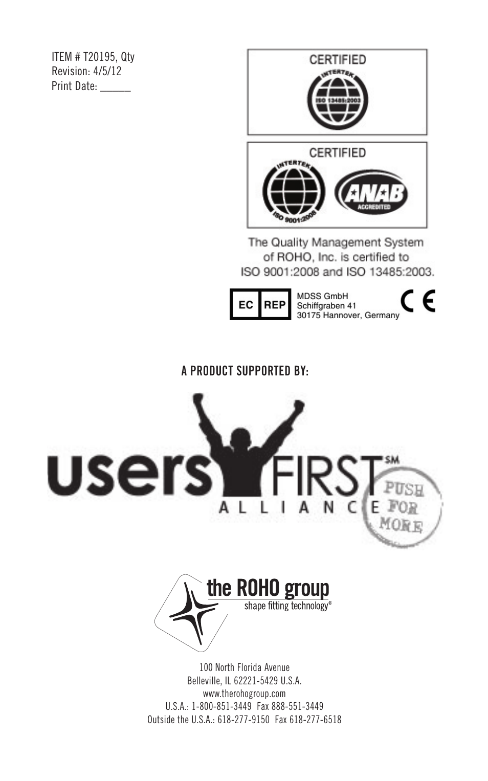 A product supported by | ROHO SOFFLE 2 mattress overlay system operation manual User Manual | Page 17 / 17