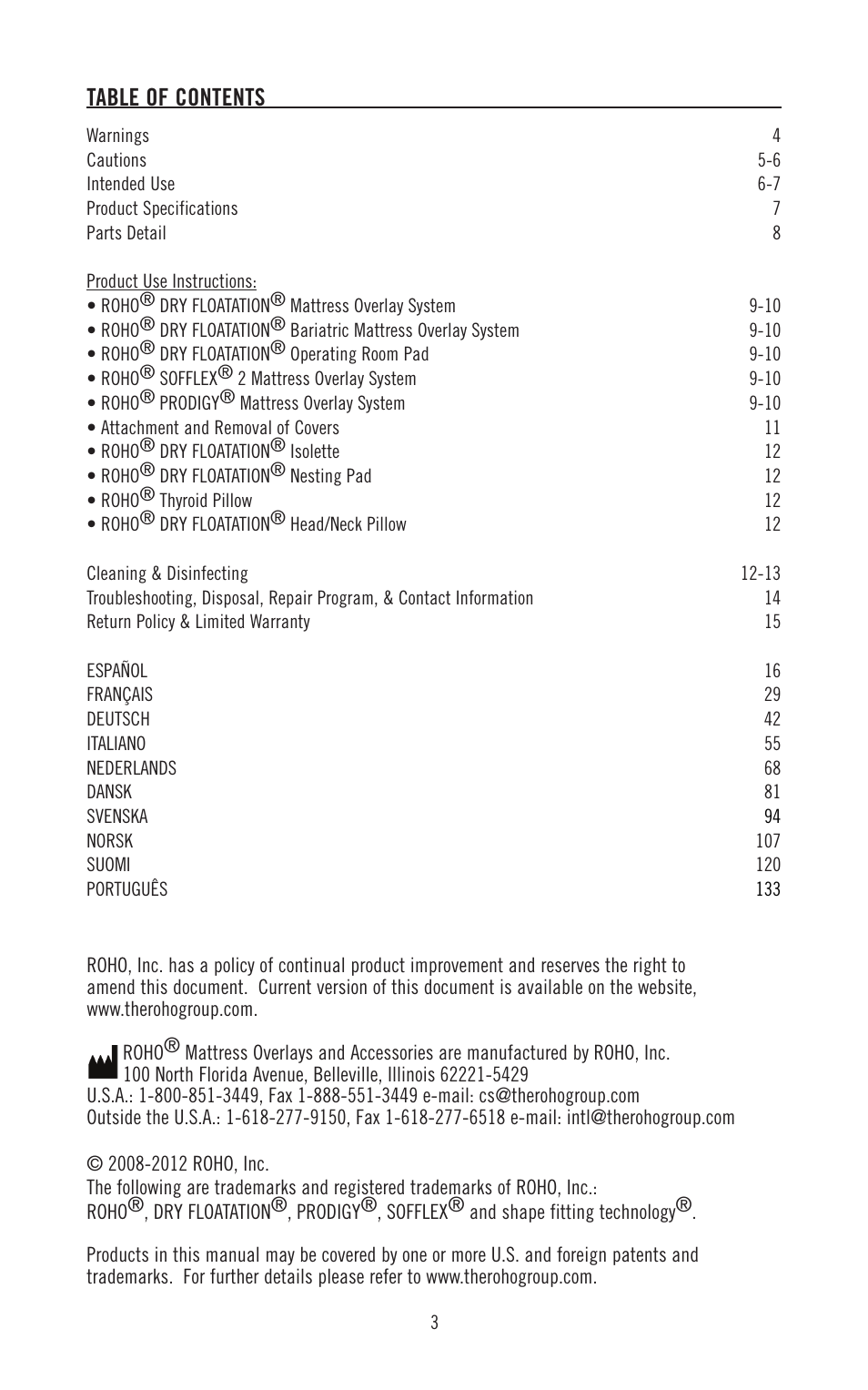 ROHO SOFFLE 2 mattress overlay system operation manual User Manual | Page 3 / 17