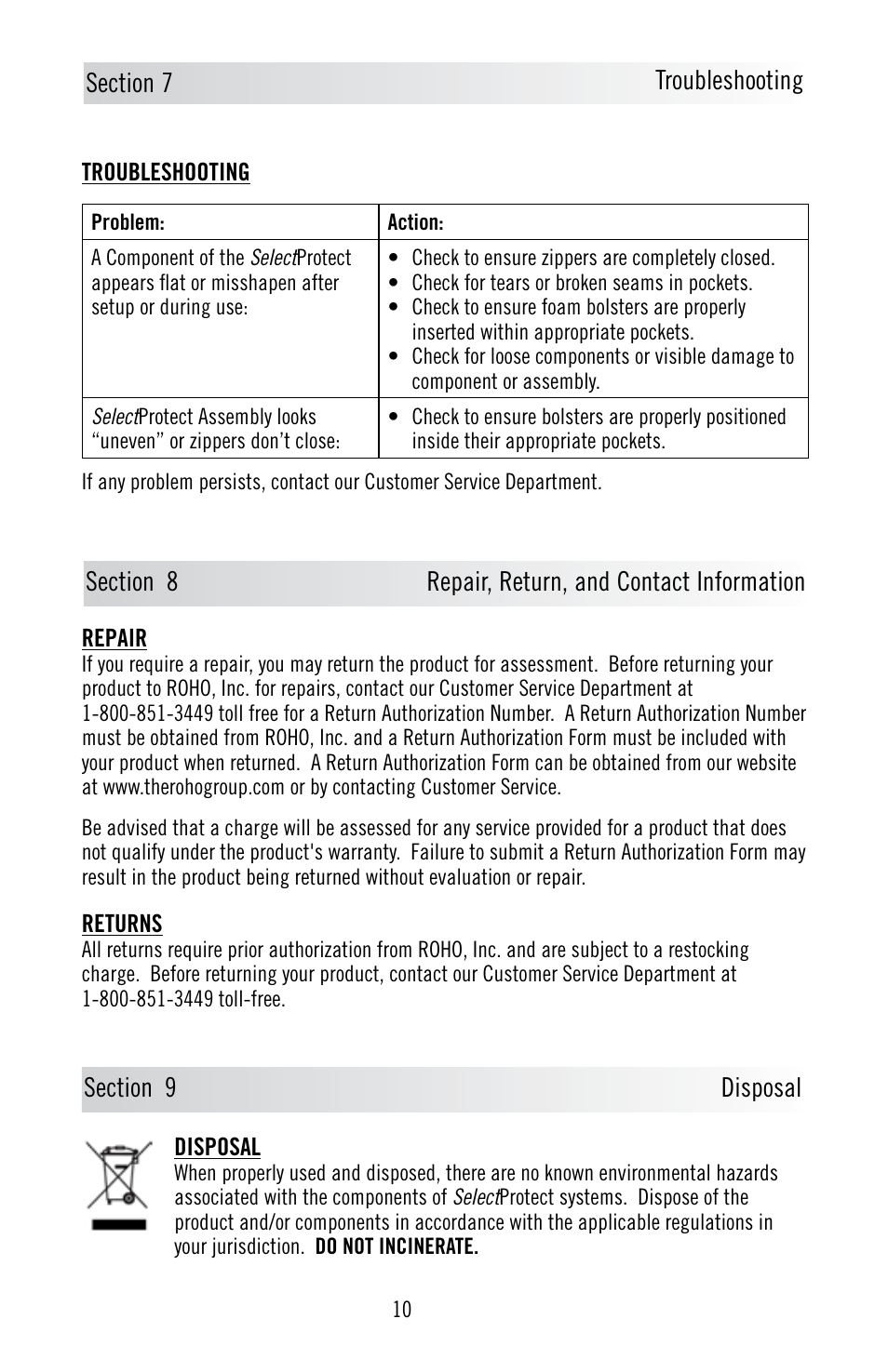 ROHO SelectProtec safety enhancement system User Manual | Page 11 / 13