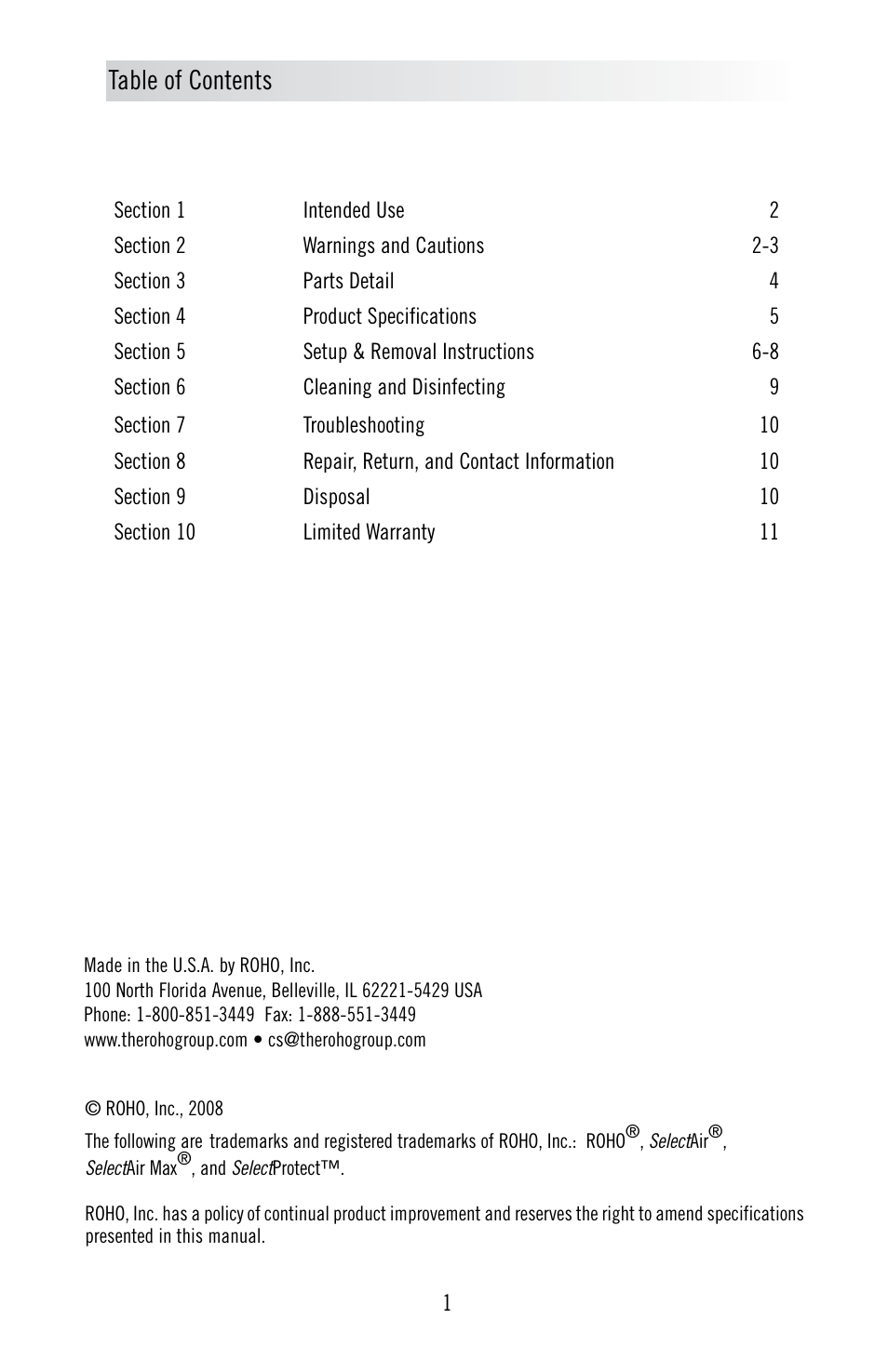 ROHO SelectProtec safety enhancement system User Manual | Page 2 / 13