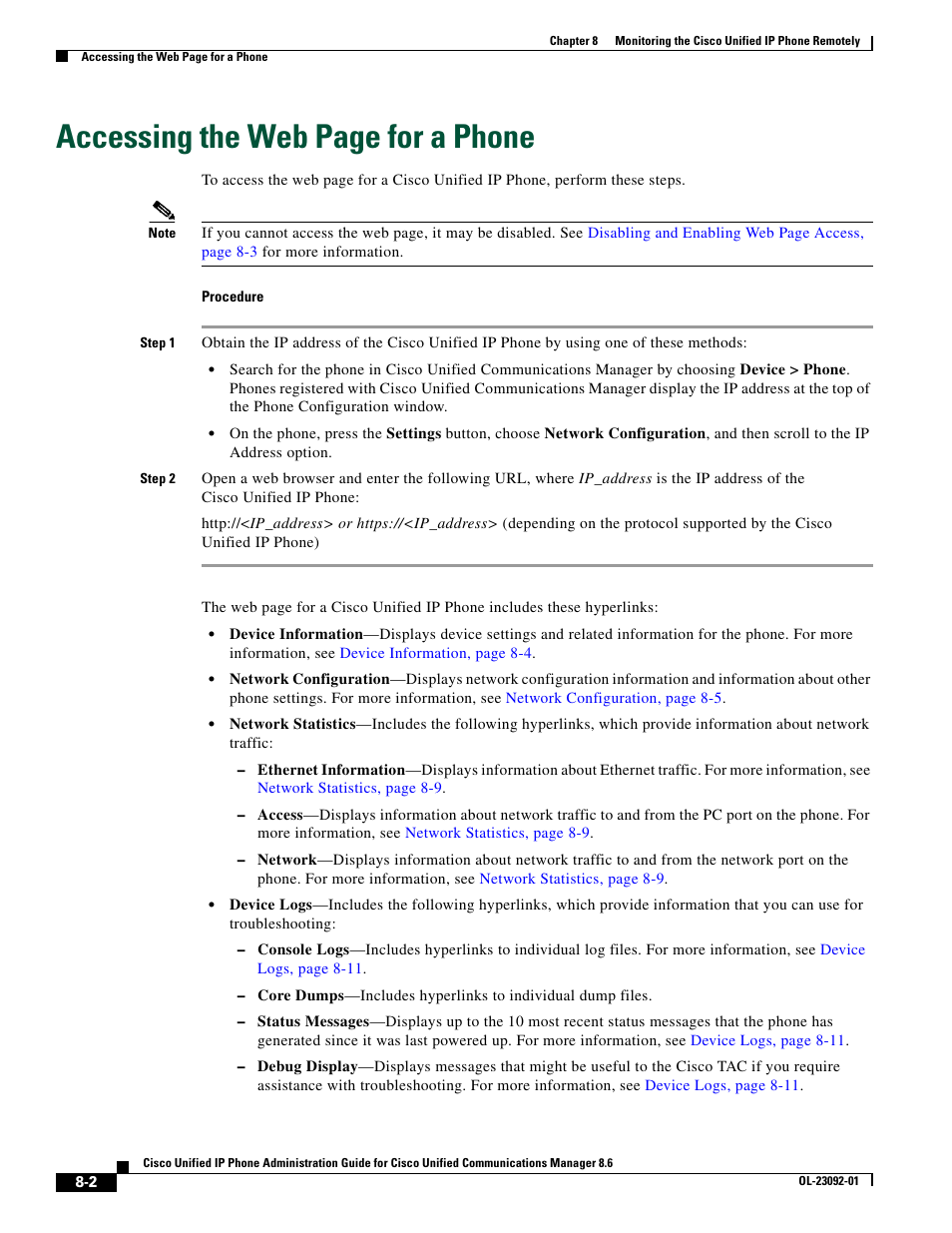 Accessing the web page for a phone | Cisco UNIFIED OL-23092-01 User Manual | Page 2 / 16