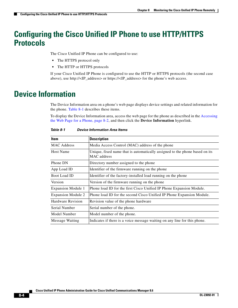 Device information | Cisco UNIFIED OL-23092-01 User Manual | Page 4 / 16