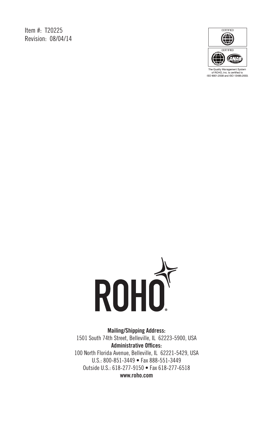 ROHO SOFFLE 2 mattress replacement system User Manual | Page 12 / 12