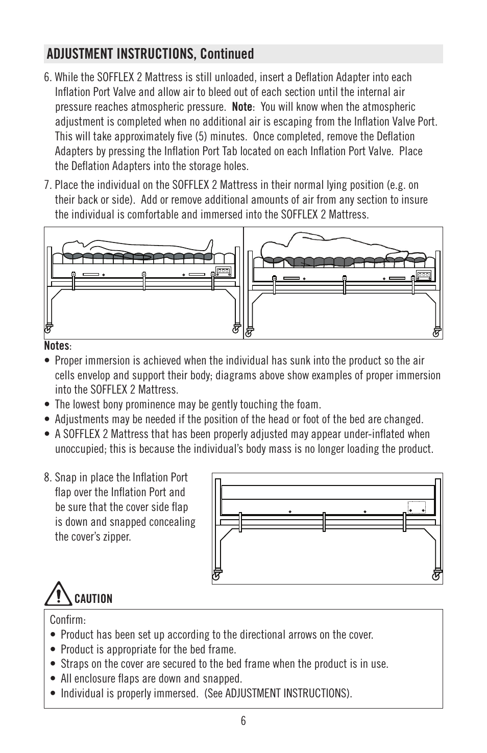 Adjustment instructions, continued | ROHO SOFFLE 2 mattress replacement system User Manual | Page 8 / 12