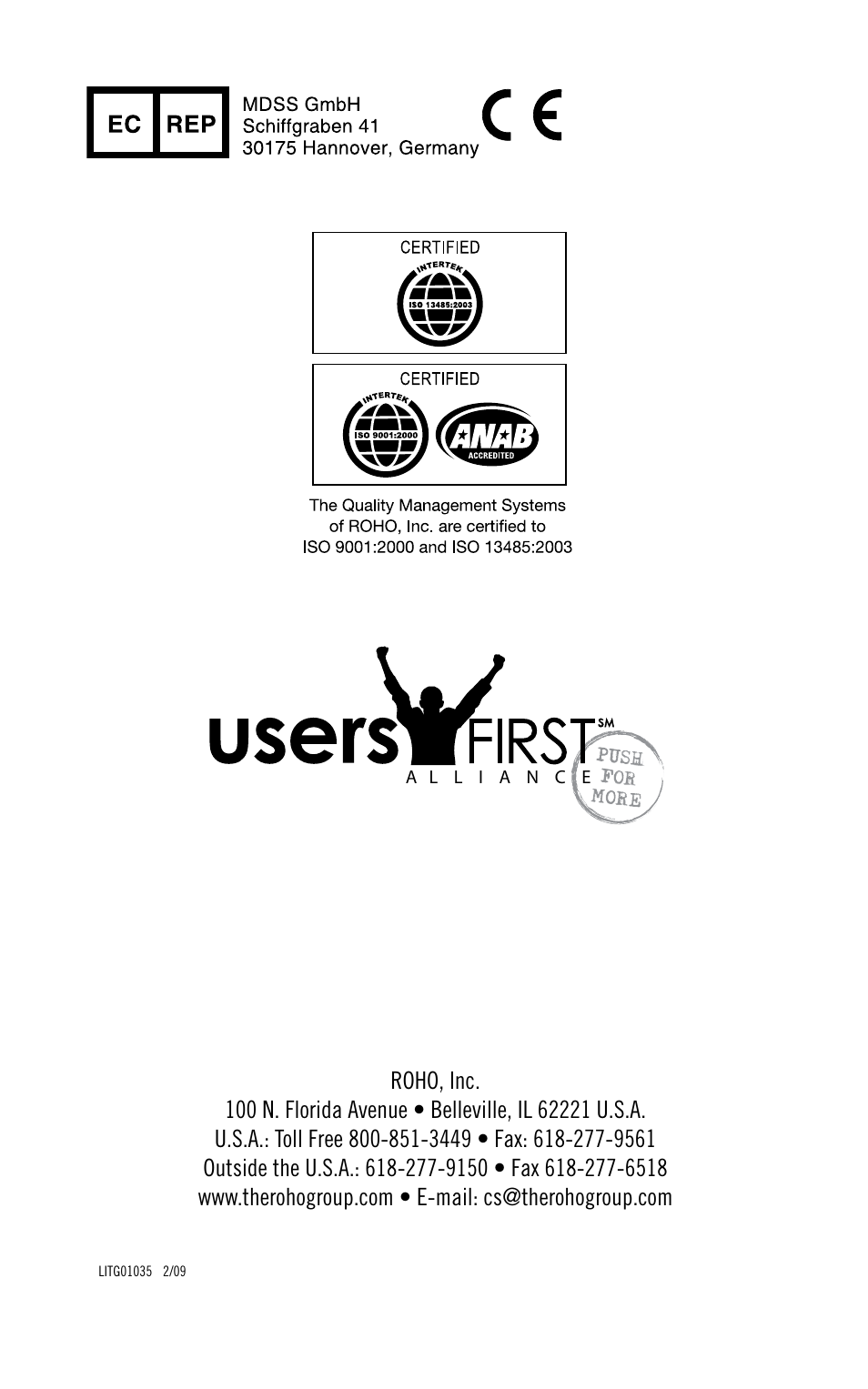 ROHO JetStream Pr System User Manual | Page 12 / 12