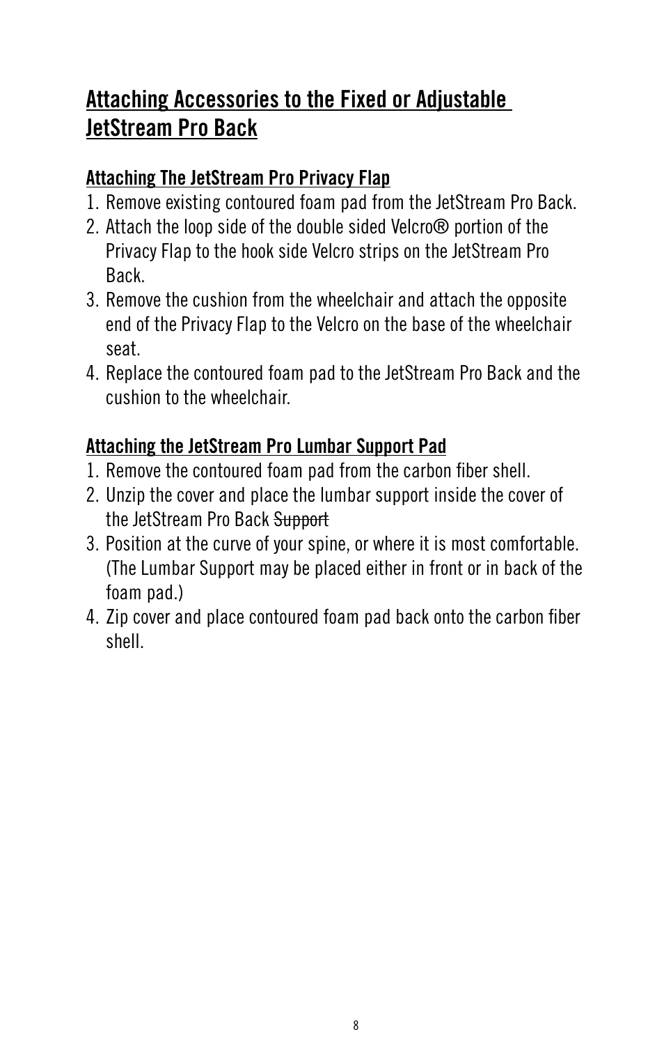 ROHO JetStream Pr System User Manual | Page 9 / 12