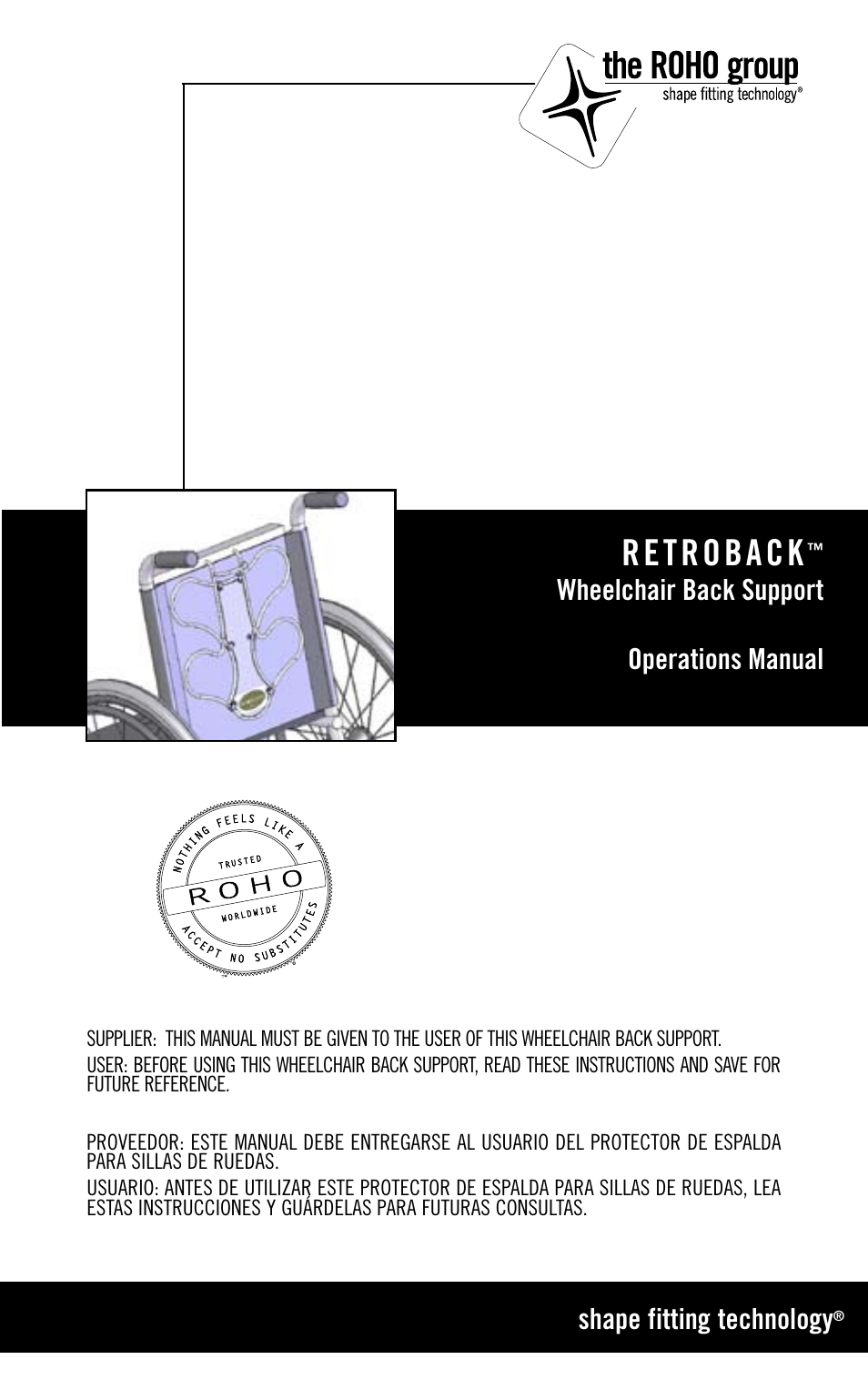 ROHO Retrobac System User Manual | 15 pages