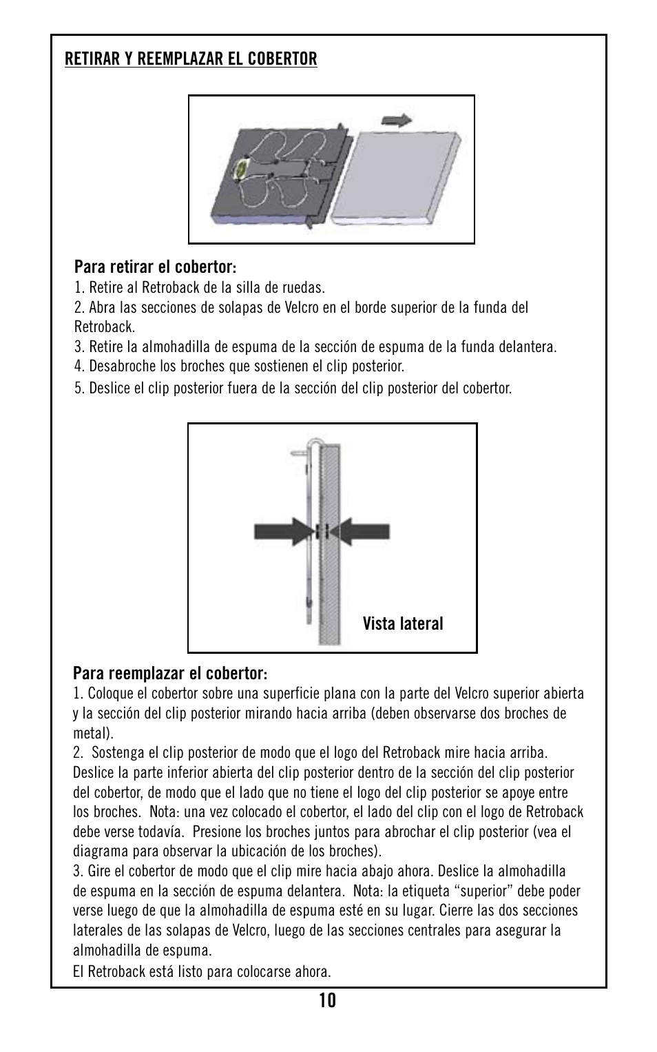 ROHO Retrobac System User Manual | Page 12 / 15