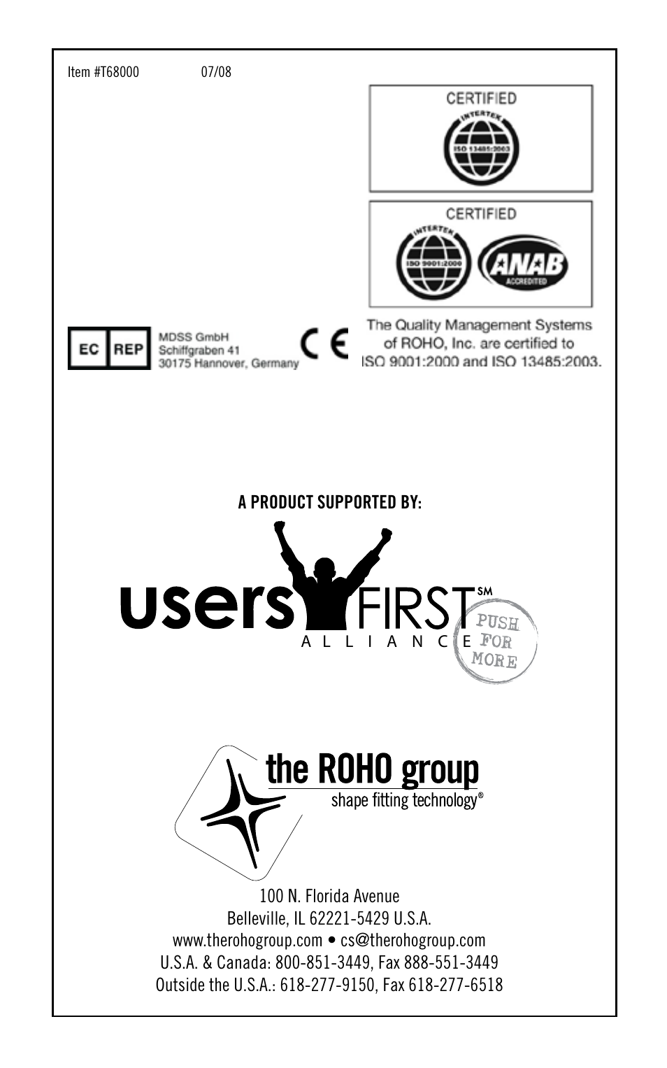 ROHO Retrobac System User Manual | Page 15 / 15