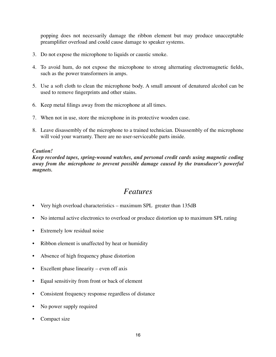 Features | Royer Labs R-121 User Manual | Page 16 / 19