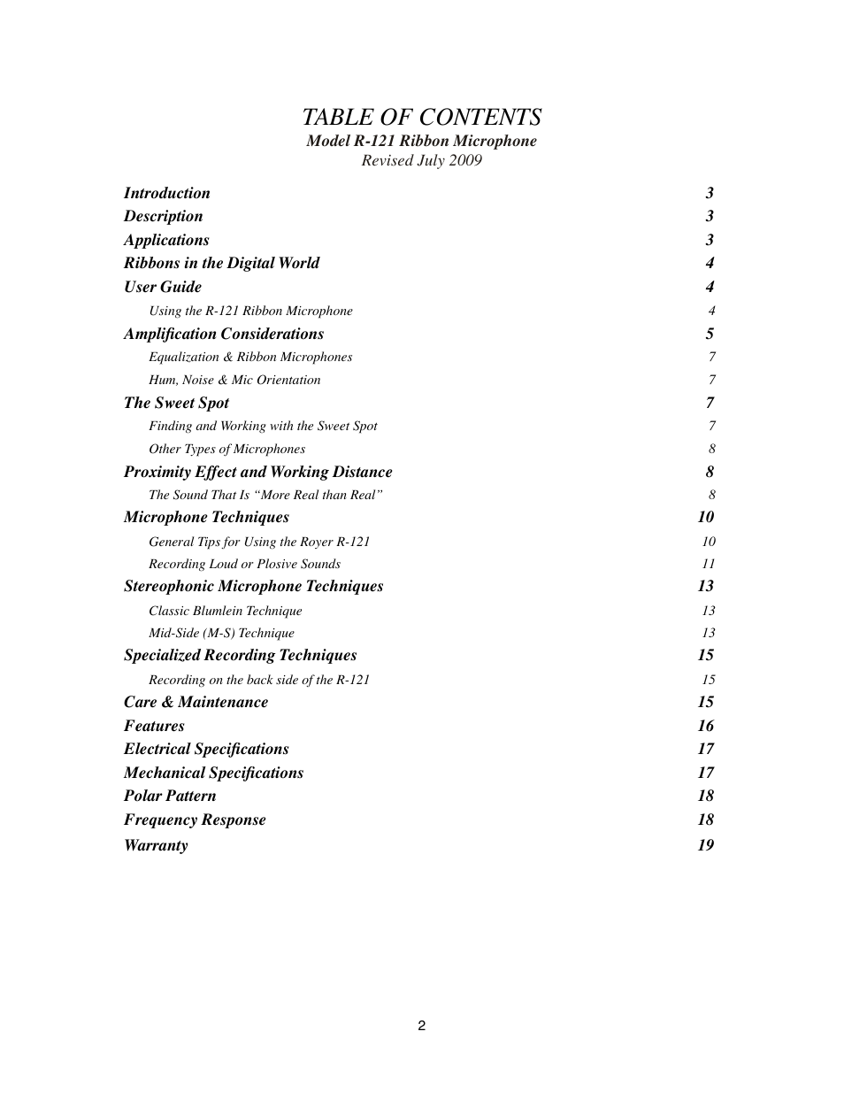 Royer Labs R-121 User Manual | Page 2 / 19