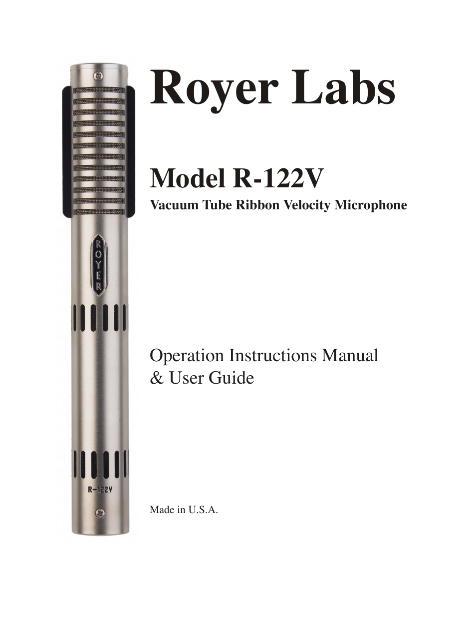 Royer Labs R-122V User Manual | 25 pages