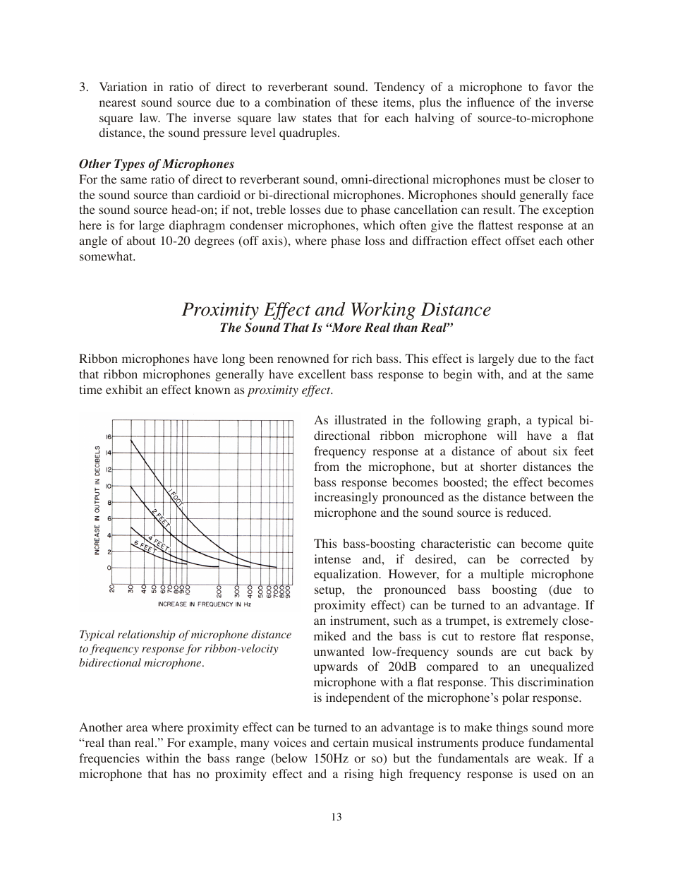 Other types of microphones, Proximity effect and working distance, The sound that is “more real than real | Royer Labs R-122V User Manual | Page 13 / 25