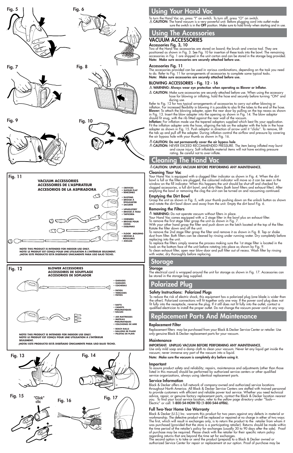 Replacement parts and maintenance, Storage, Vacuum accessories | Cisco HV7050 User Manual | Page 2 / 5