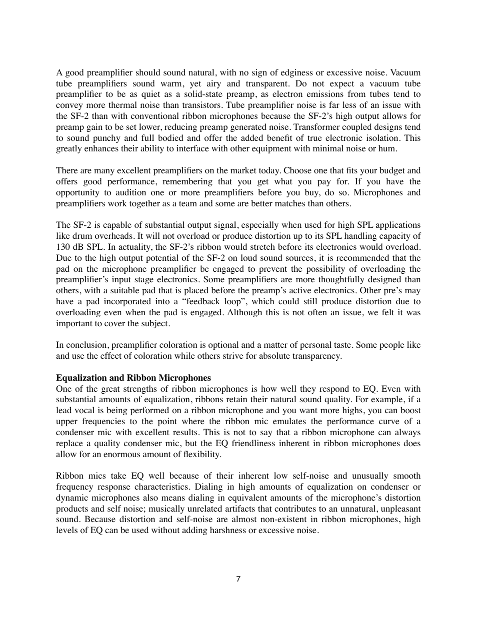 Equalization and ribbon microphones | Royer Labs SF-2 User Manual | Page 7 / 19