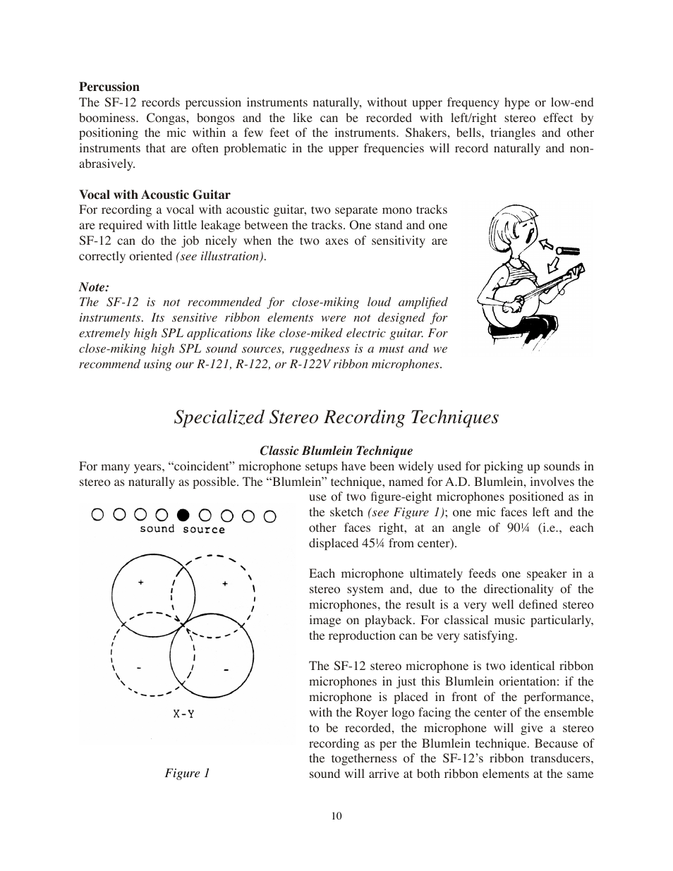 Specialized stereo recording techniques, Classic blumlein technique | Royer Labs SF-12 User Manual | Page 10 / 16