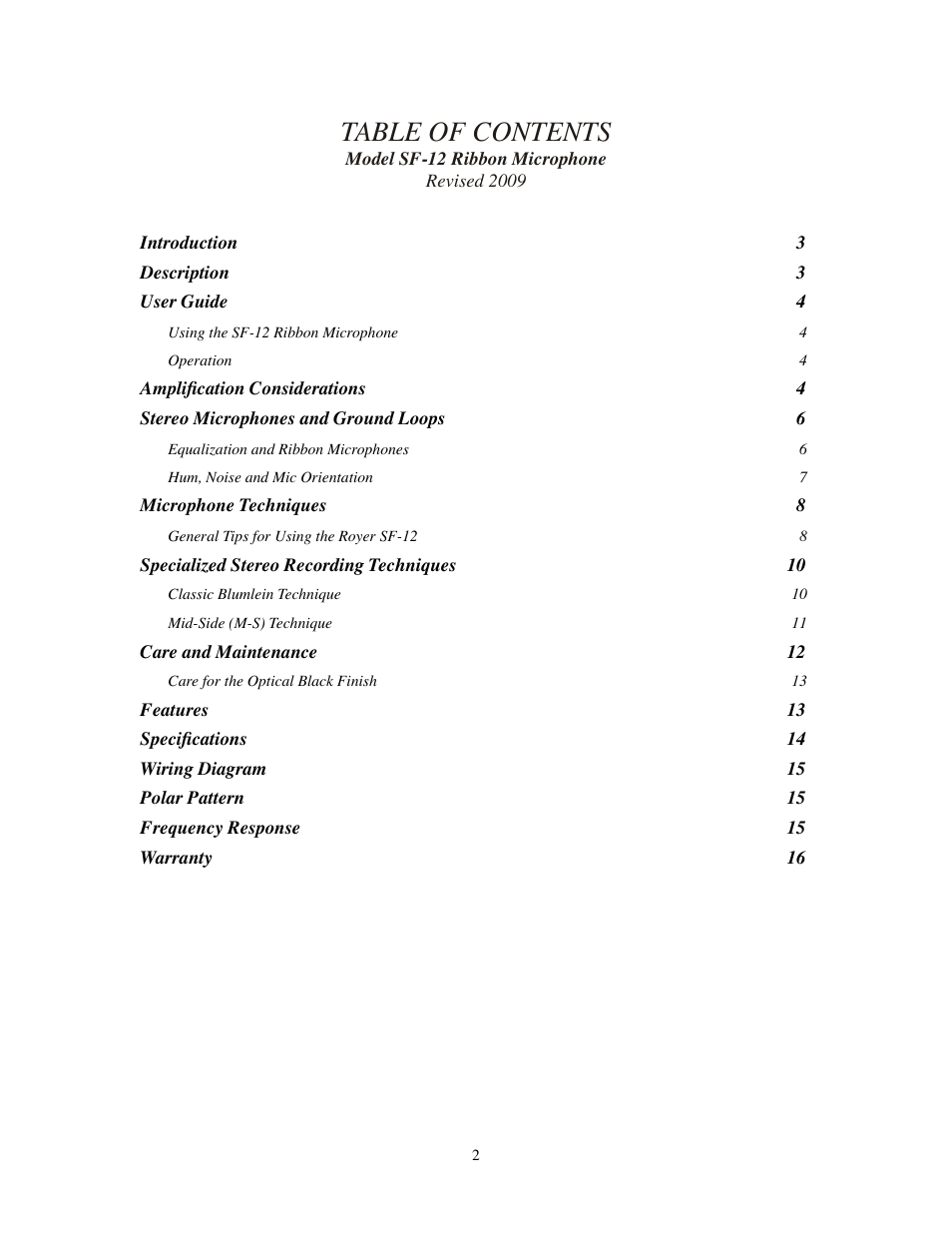 Royer Labs SF-12 User Manual | Page 2 / 16