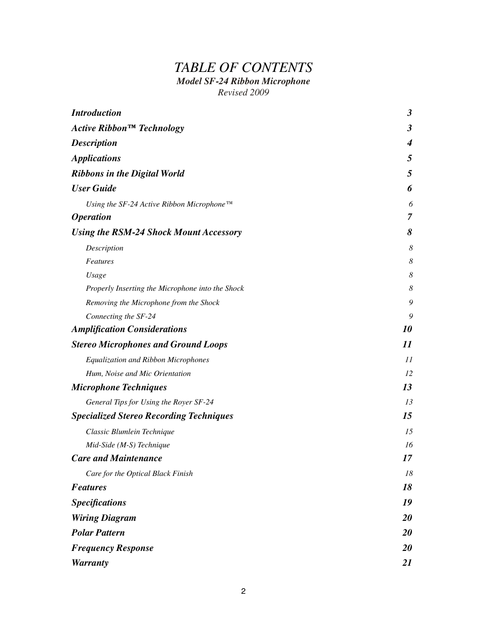 Royer Labs SF-24 User Manual | Page 2 / 21