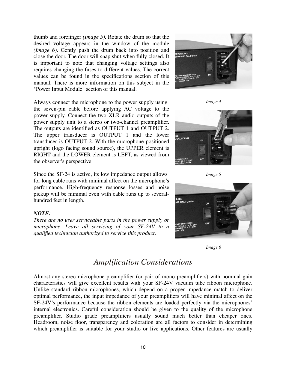 Amplification considerations | Royer Labs SF-24V User Manual | Page 10 / 23