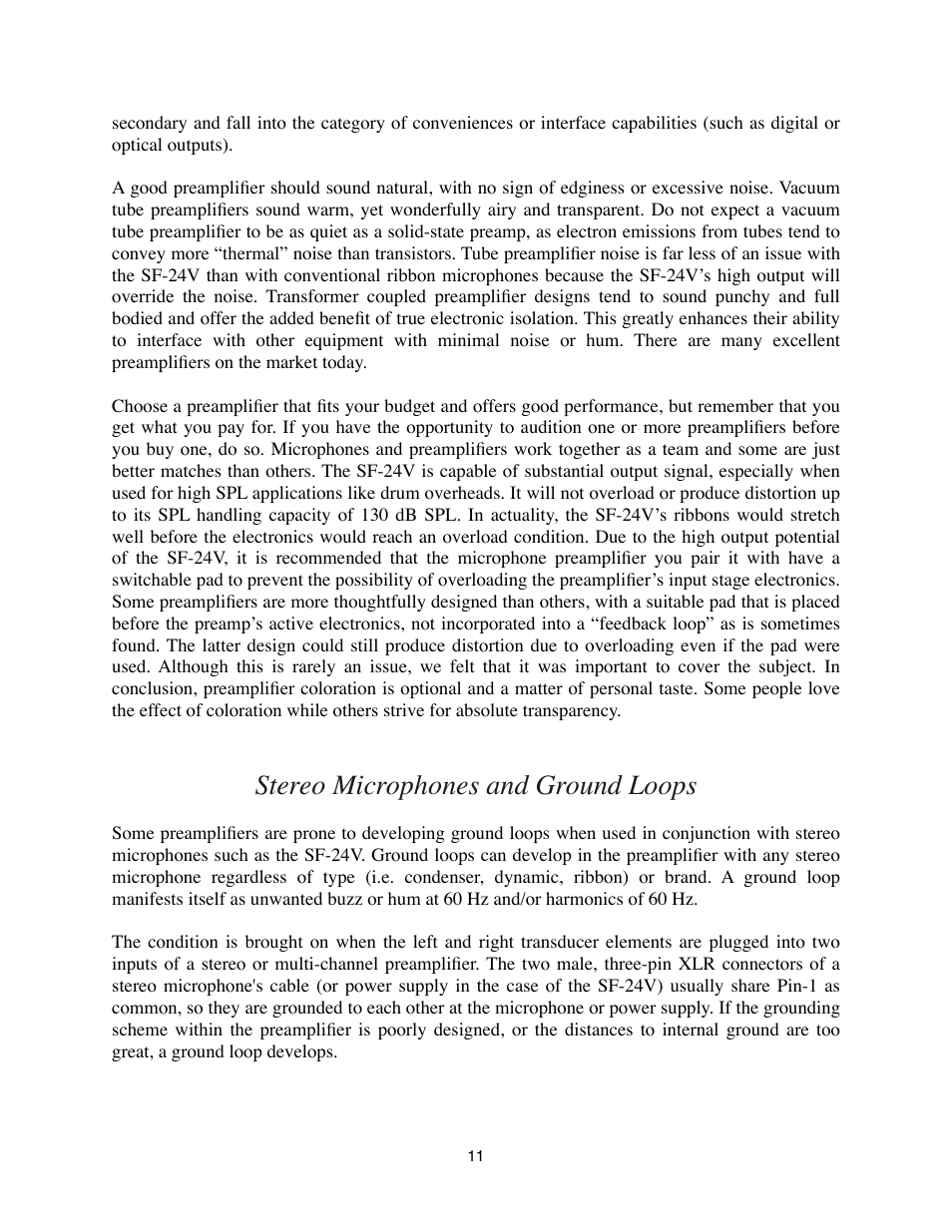 Stereo microphones and ground loops | Royer Labs SF-24V User Manual | Page 11 / 23