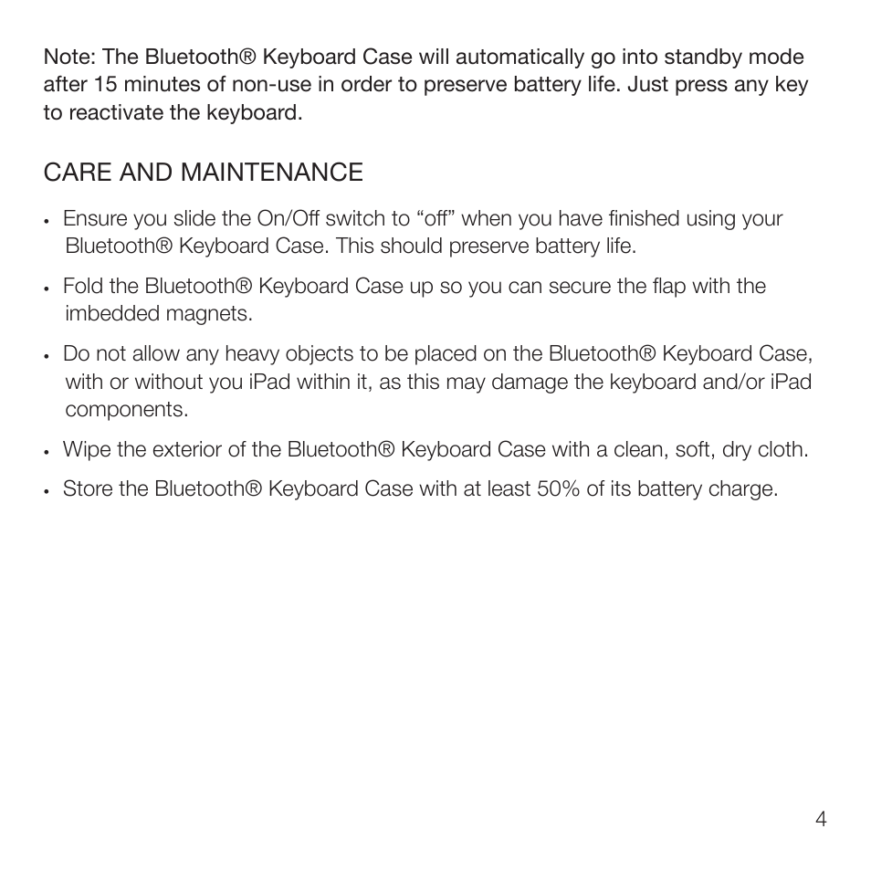 Care and maintenance | RTA Products 2C-TCK02C User Manual | Page 5 / 10