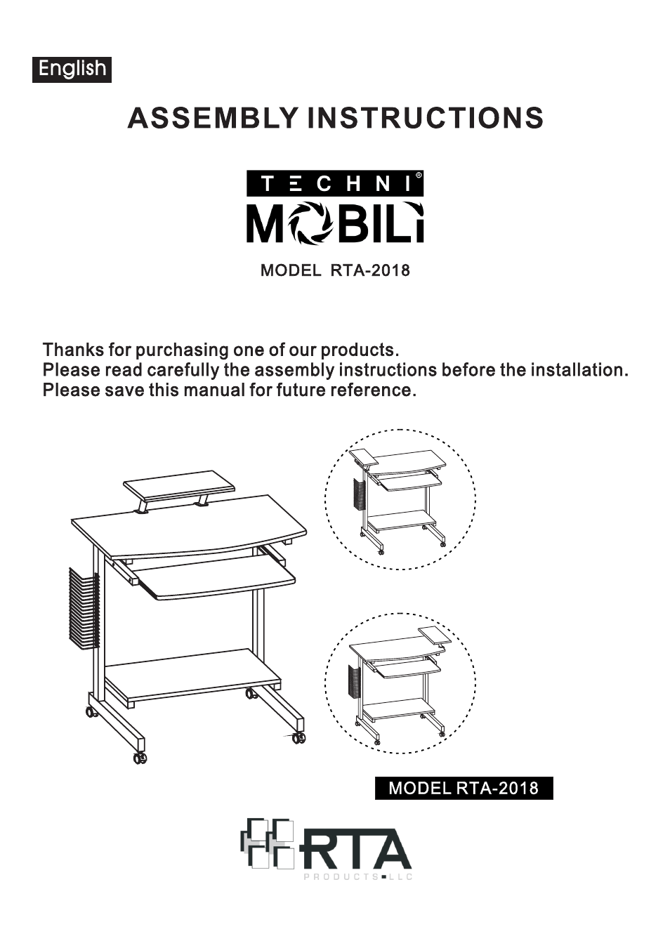 RTA Products RTA-2018 User Manual | 13 pages