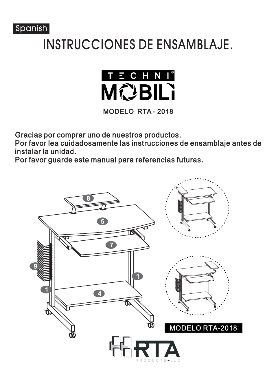 RTA Products RTA-2018 User Manual | Page 2 / 13