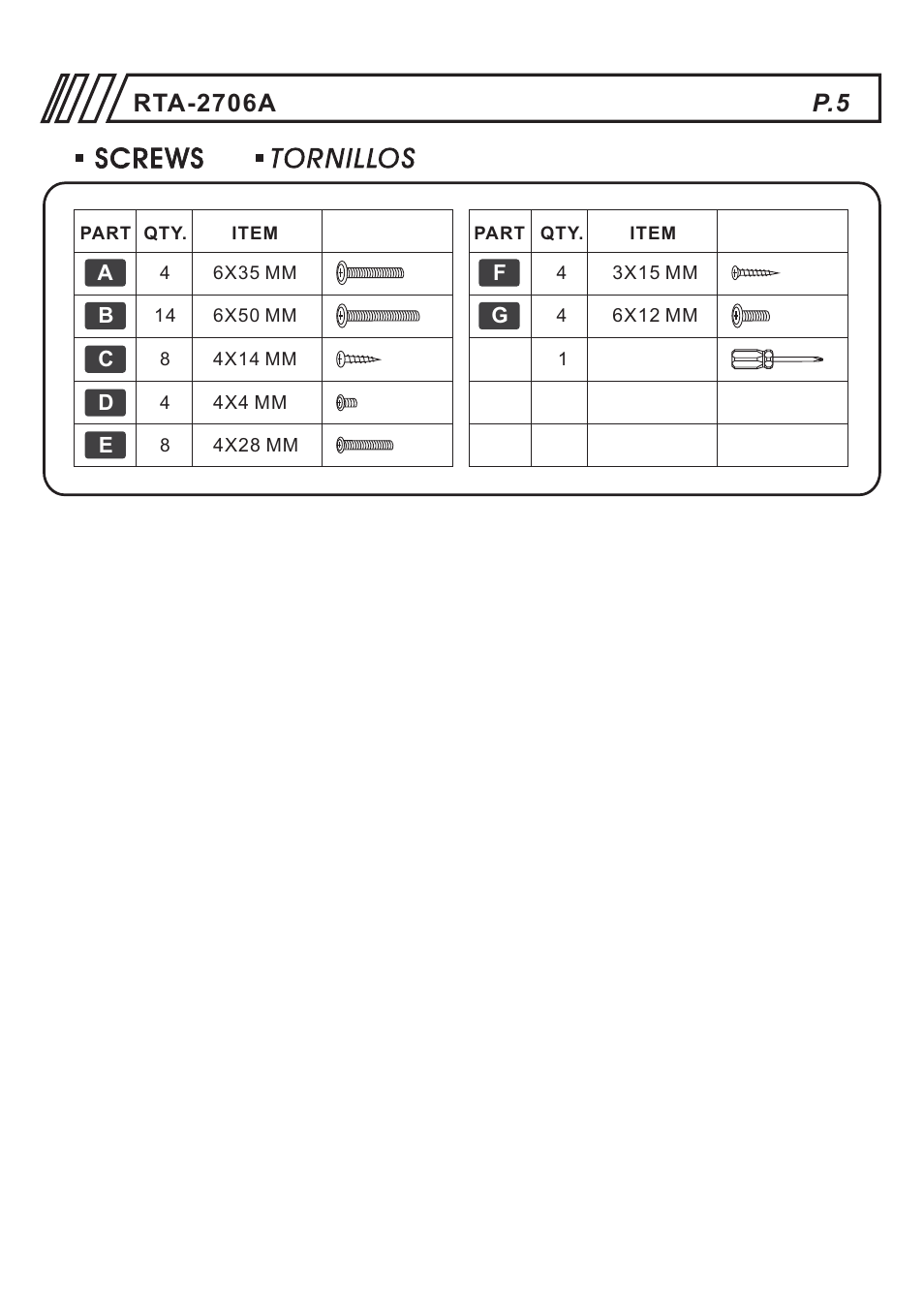 RTA Products RTA-2706 User Manual | Page 5 / 15