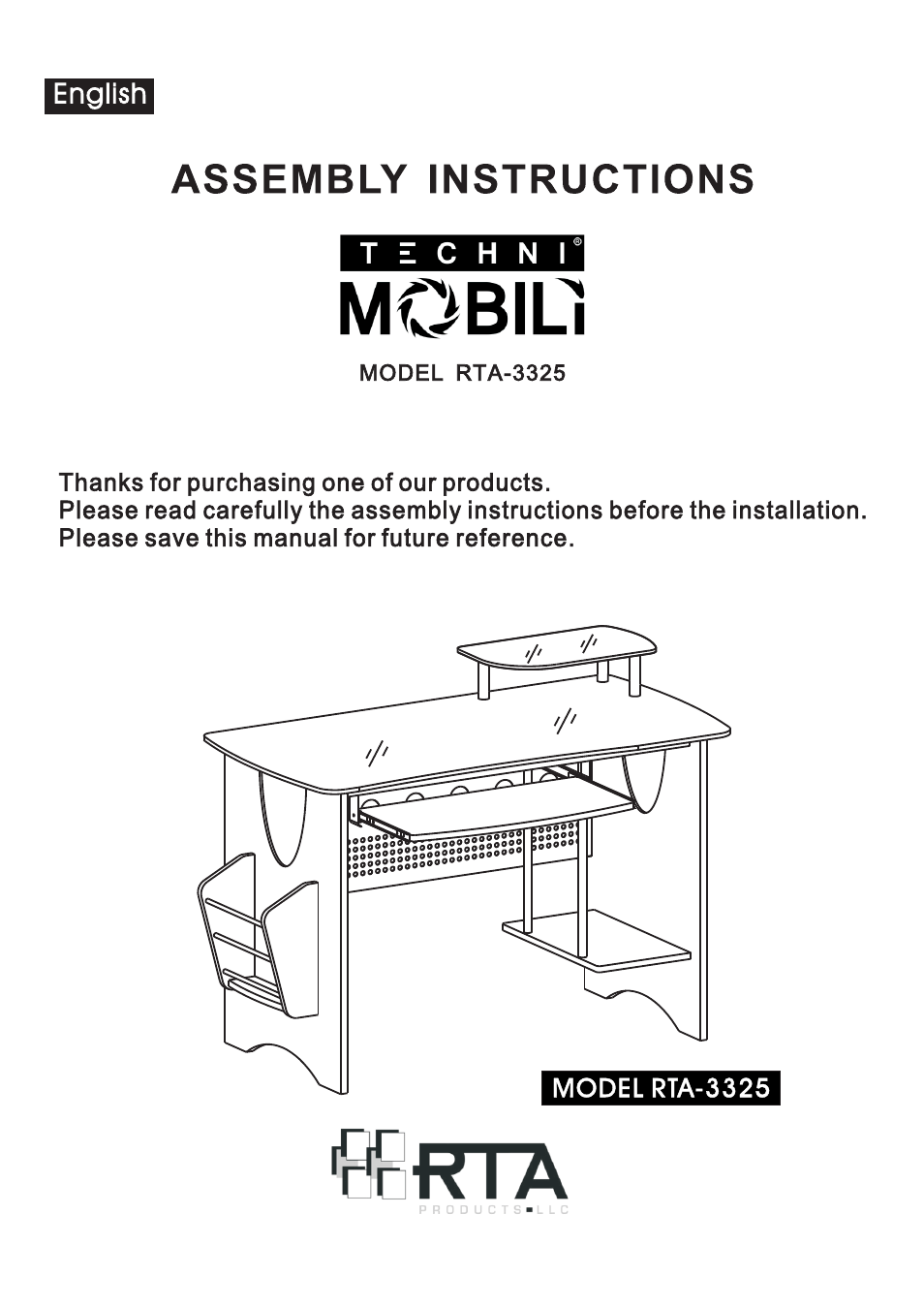 RTA Products RTA-3325 User Manual | 15 pages