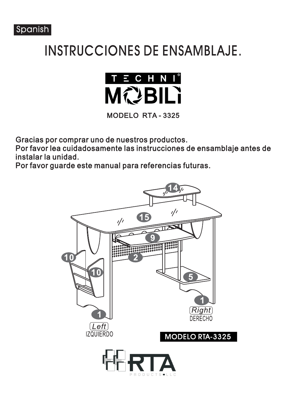 RTA Products RTA-3325 User Manual | Page 2 / 15